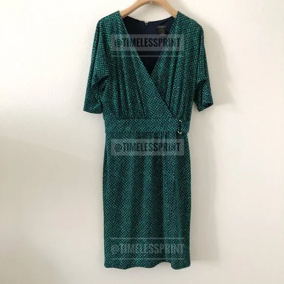 ann taylor green wrap dress Ann Taylor Womens Hunter Green Wrap Knit Dress Sz Xs New Pencil Sheath